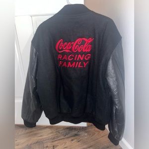 Vintage Style NASCAR Coca-Cola Racing Family Bomber Jacket Genuine Leather